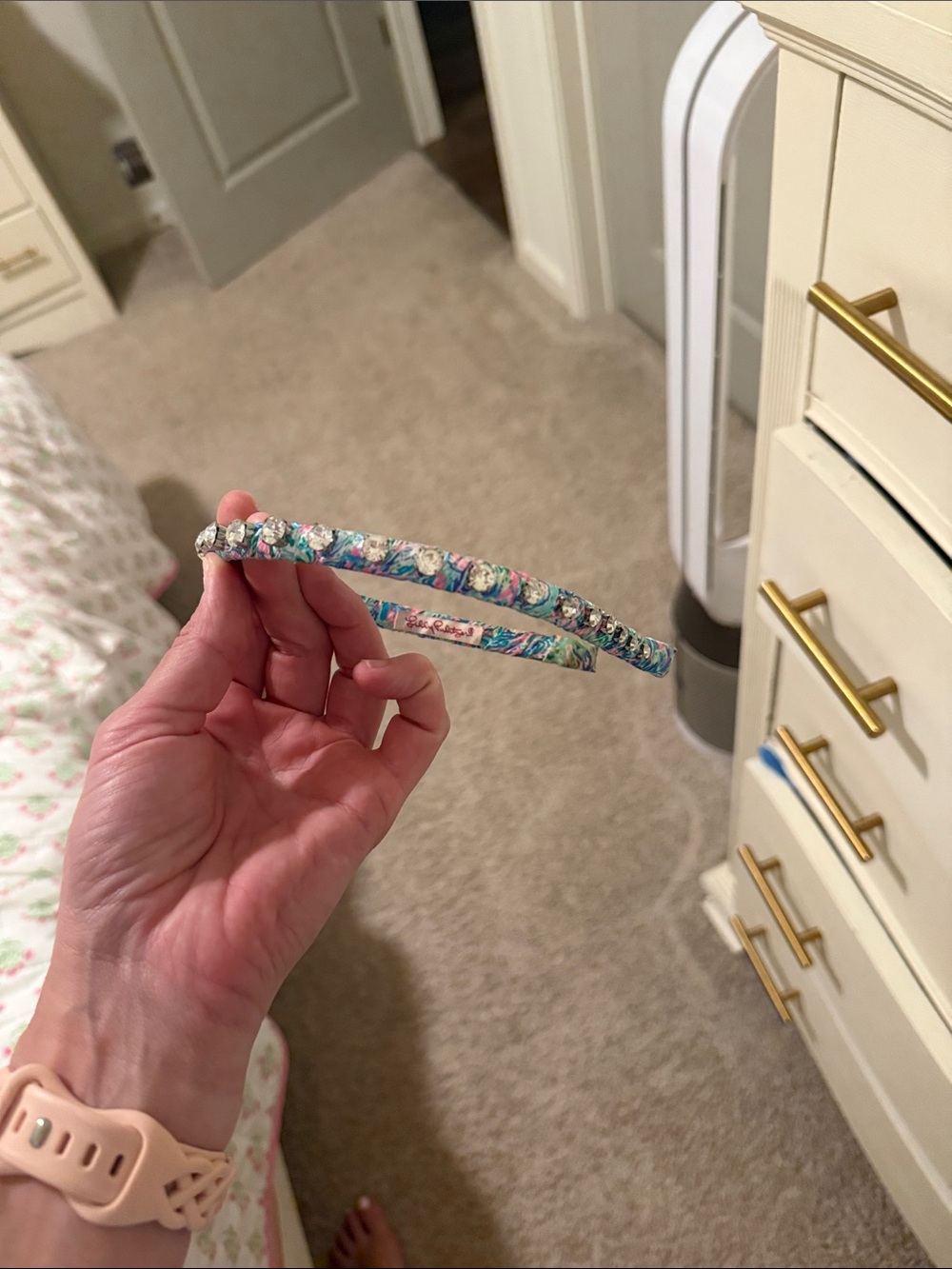 Lilly Pulitzer Floral Padded Headband Pair in Aqua & Pink